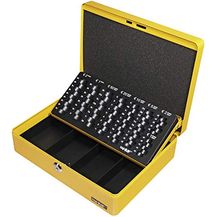 Bild für HMF 10015-17 Geldkassette Geldzählkassette Gelb mit Euro- Münzeinsatz und Sicherheitszylinderschloss