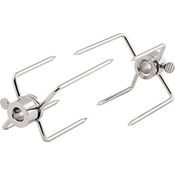 BBQ-Toro Fleischnadeln, Doppel-Fleischklammern für Drehspieß, 2 Stück aus chromatiertem Stahl, universal einsetzbar für Hähnchen und Schaschlik