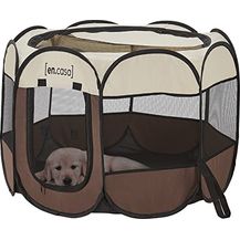 Bild für [en.casa] Hundelaufstall Telford 43 x 74 x 74 cm Pop Up Tierlaufstall für Innen- und Außenbereich Welpenlaufstall Hundehütte Braun/Cremefarben