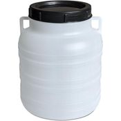 plasteo® 10 Liter Weithalsfass mit Deckel und Henkel Rund Natur, Lebensmittelecht und BPA-Frei