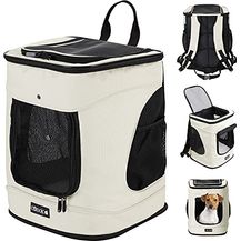 Bild für CADOCA® Haustierrucksack bis 12 kg verstellbare Gurte faltbar Kurzleine Haustier Tragetasche Katze Hund Rucksack Beige
