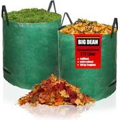 BigDean Gartensack XXL 272L, 2er Set, reißfester Laubsack aus 150g/m² Gewebe, wasserdicht, für Gartenabfälle, kompostierbar, freistehend mit Verstärkungsring