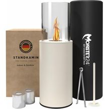 Bild für Monster24 Runder freistehender Bio-Ethanol Stand-Kamin 80x26x26 cm schönes Flammenspiel Bioethanolkamin Outdoor Indoor Bodenkamin Standkamin Terrassenkamin Gartenfackel 