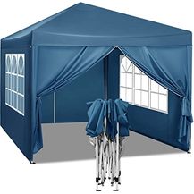 Bild für WOLTU Pavillon Pop-Up wasserdichter Faltpavillon Sonnenschutz Event Pavillon mit Seitenwänden Gartenpavillon auf Terrasse Camping Festival Pagodenzelt aus Oxford Metallrahmen 3 x 3 m Blau