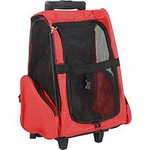 Bild für Pawhut Hundetrolley Transporttasche Tragetasche für Tiere 2in1 Rucksack und Trolley 35x27x49 cm rot