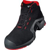 Uvex 1 x-tended Sicherheits-Stiefel Gr. 39 W11 S3L ESD, metallfrei, schwarz/rot, atmungsaktiv mit Komfortfußbett und Fersen- sowie Vorfußdämpfung