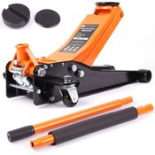 Springer Werkzeuge 3 T Rangierwagenheber Wagenheber 75-505mm Doppelkolben Hydraulisch 2 Auflagen, Extrem Flach Design, Schwellerkanten-Aufnahme, Schwarz