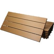 ECD Germany WPC Terrassenfliesen 60x30 cm 24er Spar Set für 4m² Teak in Holzoptik für Garten Balkon Bodenbelag mit Drainage und Klicksystem Terrassendielen Balkonfliesen Klickfliesen Holzfliesen