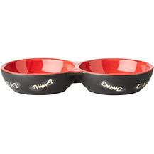 Bild für Nobby Katzen Keramik Doppelnapf "CAT" schwarz / rot 22 x 11,5 x 3,5 cm