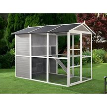 Bild für Vente-unique Hühnerstall aus Holz mit Freilaufgehege für 10 Hühner 266 x 174 x 205 cm Weiß FERAS