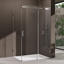 Bild für doporro Eck-Duschkabine Eckdusche Ravenna17-2 75x100x195cm Duschabtrennung mit Schiebetür ESG-Sicherheitsglas Klarglas 4-Punktbefestigung inkl. beidseitiger Easy-Clean-Beschichtung