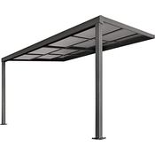 Juskys Terrassenüberdachung 4x3 m mit Schiebedach - Terrassendach aus Aluminium mit Doppelstegplatten - wetterfeste Überdachung mit UV-Schutz - Grau - Preisvergleich