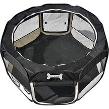 Bild für Welpenauslauf XL 115 cm Oxford faltbar Schwarz Welpenlaufstall Tierlaufstall Hunde Hasen Meerschweinchen Katzen Innen Außen 8-eckig Petigi