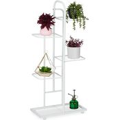 Relaxdays Blumenständer Pflanzenständer 5 Ebenen, Weiß, Stahl, pulverbeschichtet, für Blumen, Kräuter, Vasen und Deko, 96,5 x 44 x 22 cm