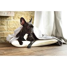 Bild für Ultraweiches Hundekissen mit angenähter Decke in Creme und Grau 110 x 100 cm