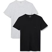 Emporio Armani Herren T-Shirt Casual, figurbetont, grau, Größe S, aus atmungsaktiver Baumwolle mit Rundhals-Ausschnitt und Eagle-Logo