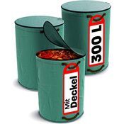 3x Gartenabfallsack 300 Liter Mit Deckel - Laubsack Mit 4 Reißfesten Griffen - Stabil - Faltbar - Wiederverwendbar - Robustes Polypropylen