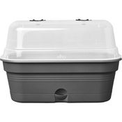 elho Green Basics Anzucht Schale Allin1 M, Recycling-Kunststoff, Wasserspeicher, Schwarz