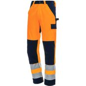NITRAS MOTION TEX VIZ lange Warnschutz Arbeitshose | orange | Gr. 44