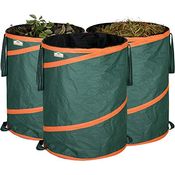 Gardebruk 3 x Gartensack Pop up, 3 x 165 Liter = 495 Liter | verstärkende Spiralfeder | doppelte Kreuznähte | Gartenabfallsack Laubsack
