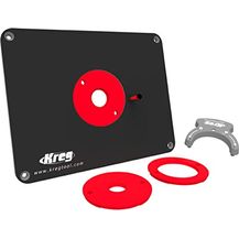 Bild für KREG PRS4034 Frästisch Einlegeplatte vorgebohrt 298 x 235 x 9 mm + 3x Reduzierring 25 mm
