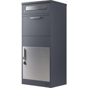 Zelsius Paketbriefkasten | RAL7016 Anthrazit | Briefkasten mit Paketfach, integrierte Rückholsperre, Bodenmontage | Paketbox, Parcel Box