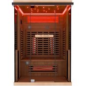 Dewello® Infrarotkabine KENORA 130x105, Infrarotsauna für 1-2 Personen aus Hemlockholz, Dual Therm, Salzsteinoptik