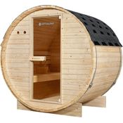 Artsauna Fasssauna Spitzbergen 120, für 2 Personen, Fichtenholz, 3,6 kW Elektro-Ofen, Komplett-Set, Naturfarben