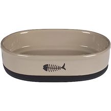 Bild für Flamingo FUTTER- UND TRINKNAPF KATZE AURI KERAMIK TAUPE OVAL ANTI-RUTSCH 550ML 18,5x13x5CM