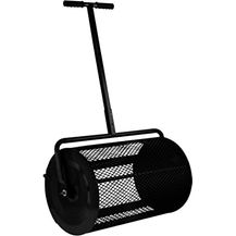 Bild für T-Mech 66cm Kompoststreuer Saatgutstreuer Schwarzer Torfmoosstreuer Gartenstreuer Düngerstreuer Roller mit T Griff Verlängerbarer Griff 80L Maschenkorb Leichtgewichtig GRATIS Handschuhe