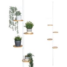 Bild für bremermann Teleskop-Blumenregal mit 4 Bambus-Ablagen, höhenverstellbare Blumensäule (Weiß)