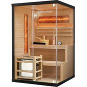 Artsauna Sauna Vantaa 120, Moderne 2 Personen Saunakabine mit Salzsteinen und Ambientebeleuchtung, Schwarz/Natur