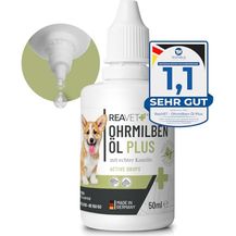 Bild für ReaVET TESTURTEIL SEHR GUT 09/23 Ohrmilbenöl Plus 50ml sofort wirksames Mittel für Hunde – gegen Ohrmilben mit Kamille für Hund