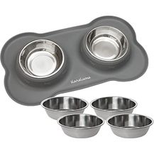 Bild für KaraLuna Napfunterlage aus Silikon mit Edelstahl Futternapf I Für Katzen & Hunde (200ml, Grau)