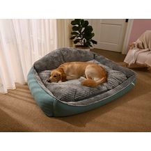 Bild für HOOPET Hundebett flauschig, waschbar, Aquamarin/Grau (L)