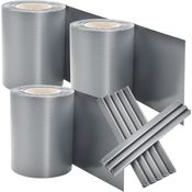 Juskys PVC Sichtschutzstreifen Doppelstabmatten Zaun 3er Set - 3 Rollen á 35m x 19cm - Befestigungsclips - Zaunfolie Sichtschutz Windschutz – hellgrau