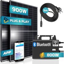 Bild für SUNNIVA® Balkonkraftwerk Black Frame 900/800W Solaranlage mit WIFI Bluetooth