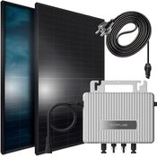 SUNNIVA® 1300W Balkonkraftwerk, komplettes Set mit 800W Eco Flow Wechselrichter, 2x 500W bifazialen Glas-Glas Modulen, schwarz und 5m Kabel