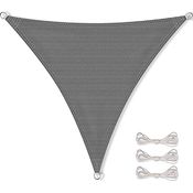 CelinaSun Sonnensegel inkl Befestigungsseile Premium HDPE wetterbeständig atmungsaktiv Dreieck gleichseitig 3 x 3 x 3 m anthrazit