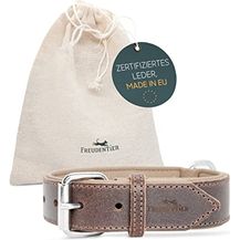 Bild für FREUDENTIER® Hundehalsband aus Leder, Made in Holland, gefüttert & super komfortabel, hochwertiges breites Lederhalsband aus zertifiziertem Vollnarbenleder, Model Amstelpark (25.5-33.5cm Halsumfang)