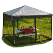 Relaxdays Moskitonetz für 3 x 3 m Pavillon, 2 Seitenteile, mit Reißverschluss, Klettband, 12 m XL Mückennetz, schwarz