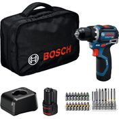 Bosch Professional Akku-Bohrschrauber GSR 12V-32, inkl. 2x 2 Ah Akku, Ladegerät, Zubehör-Sets, Werkzeugtasche, kompakt mit Advanced KickBack Control
