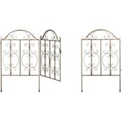 relaxdays Zauneinzeltür 3-teiliges Gartentor bronze, geschwungene Ornamente, erweiterbar