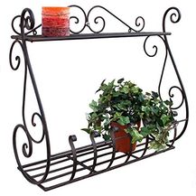 Bild für DanDiBo Wandblumenhalter Metall Schwarz 50 cm Wandregal Sebino Blumenständer Blumenregal Wandtopfhalter mit zwei Ablageflächen