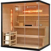 Artsauna Sauna Vantaa 175, BxTxH: 175 x 140 x 190 cm, 5 mm, 2 große Salzsteine, Ambientebeleuchtung, Schwarz/Natur, 8 kW Ofen und Saunasteine, 4 Personen Saunakabine