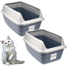 Bild für 2X Katzenklo Hoher Rand Extra hohe Katzentoilette offen Katzenklo mit hohem Rand groß ohne Deckel Doppelpack Sparpaket