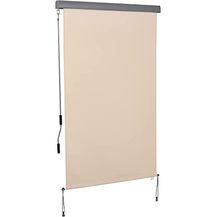Bild für Outsunny Senkrechtmarkise Balkonmarkise Vertikalmarkise Windschutz Seitenrollo Sichtschutz mit Handkurbel Polyesterstoff+Aluminium Cremeweiß 120 x 200 cm