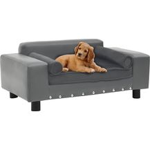 Bild für vidaXL Hundesofa Grau 81x43x31 cm Plüsch und Kunstleder