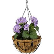 Relaxdays Hängekorb 3er Set, Kokos, Blumenampel mit Kette, 35 cm Durchmesser, je Pflanzenhalter 10 Liter Volumen, braun