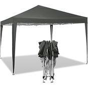 WOLTU Pavillon Pop-Up wasserdichter Faltpavillon Sonnenschutz Event Pavillon Gartenpavillon auf Terrasse Camping Festival Pagodenzelt aus Oxford Metallrahmen 3 x 3 m Grau PVL0002gr